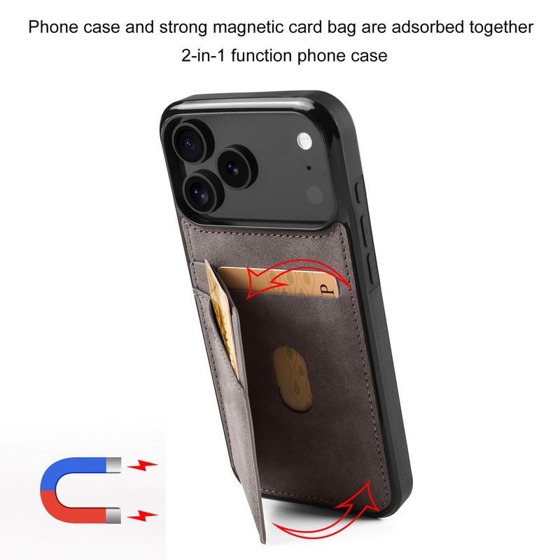 Card Slots Stand Wallet Case For iPhone 17 Pro Max 16 Plus 15 14 13 12 Pro Max 11 16E Air with Metal Buckle Leather Card Holder Back Cover