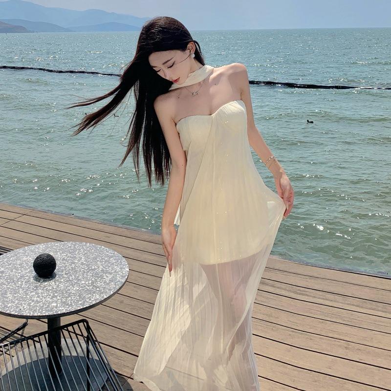 High-end Pure Desire Vacation Dress Summer Niche Tube Top Long Dress Bali Beach Dress