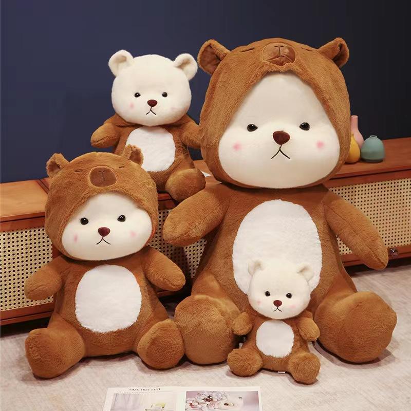 25 cm/35 cm urs drăguț transformat în capibara jucării de pluș păpuși încântătoare, moi, umplute, animale din desene animate, pentru ziua de naștere, cadou de Crăciun