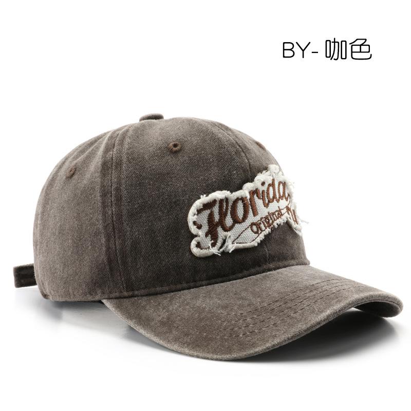 Women's washed letter baseball cap, outdoor sports cap, men's travel sun hat, duckbill cap