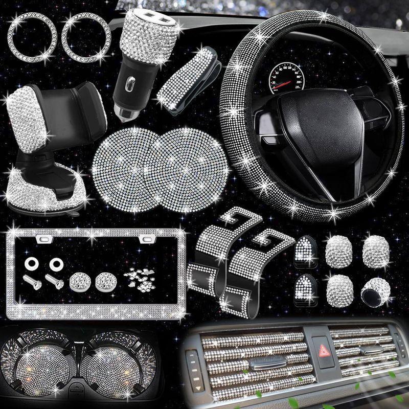 Non-Slip and Comfortable, Without Inner Ring, Handlebar Cover with Rhinestones, American Standard License Plate Frame, Rhinestone Car Decoration