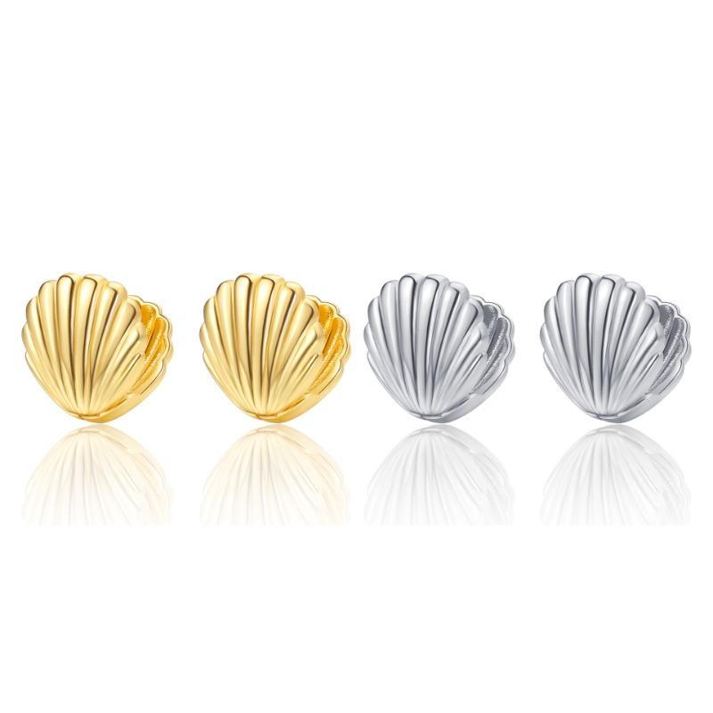 Anti-allergic High-quality Shell Scallop Earrings Vertical Striped Gold Fashion Earrings