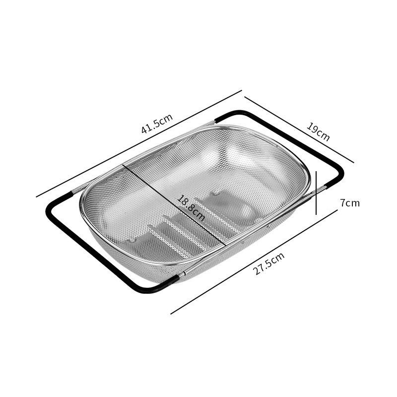Kosz do mycia warzyw i owoców Koszyk do odsączania owoców Stojak Stal nierdzewna Koszyk do odsączania Regulowany stojak do zlewu Wielofunkcyjne sitko Akcesoria kuchenne