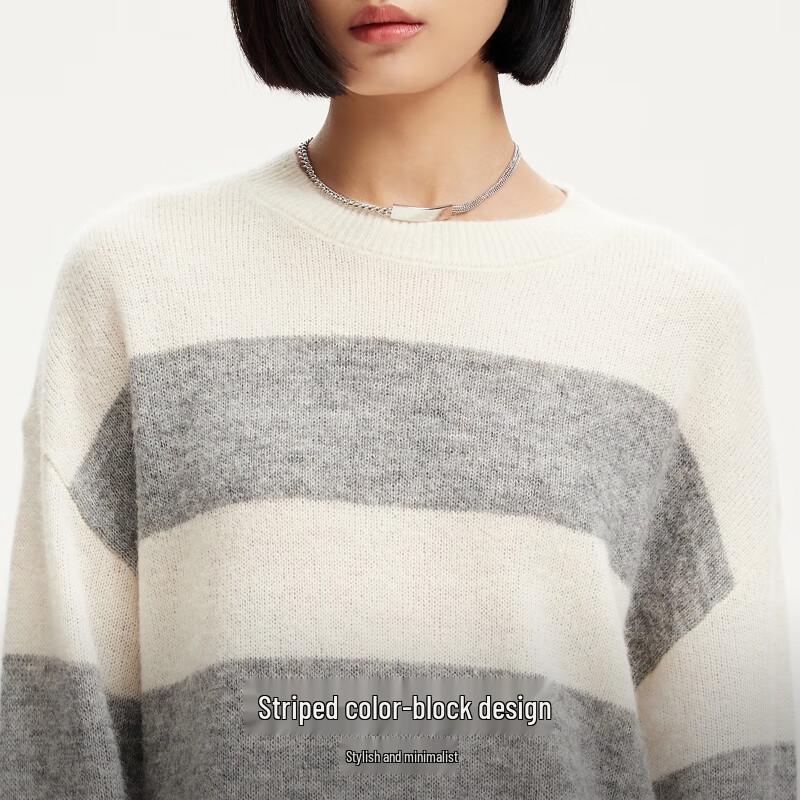 VEROMODA 2025 Spring Round Neck Color Block Stripe Knitted Sweater