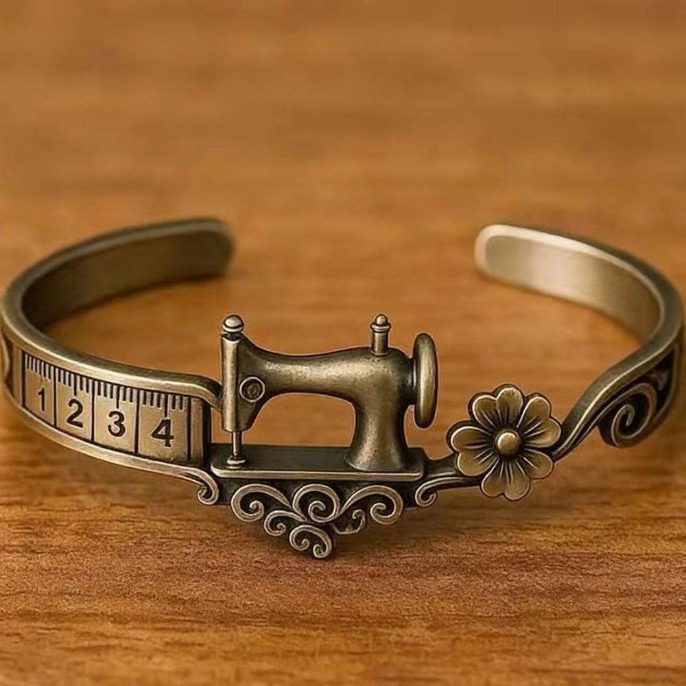 Elegant Adjustable Cuff Bracelet Metal Finger Ring Gift Sewing Machine Bracelet Special Occasion