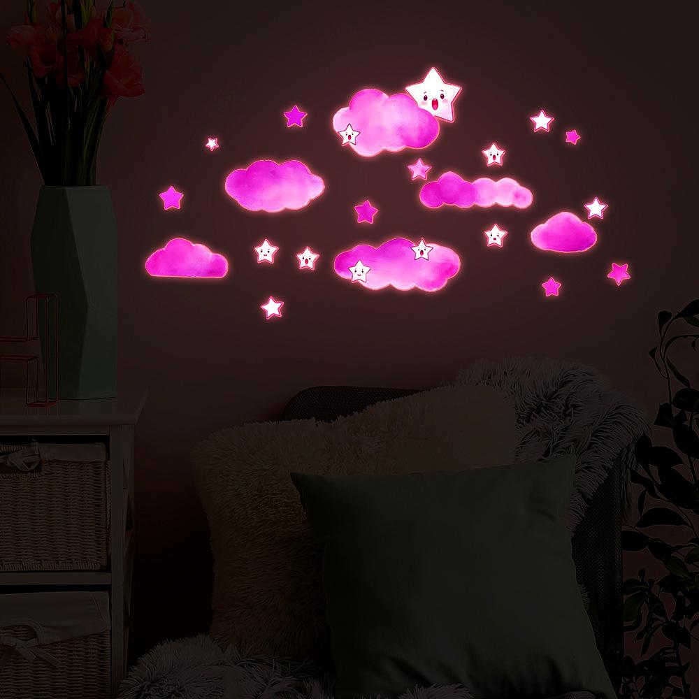 Cartoon Luminous Clouds and Stars Wall Stickers for Decoration of Living Room and Bedroom