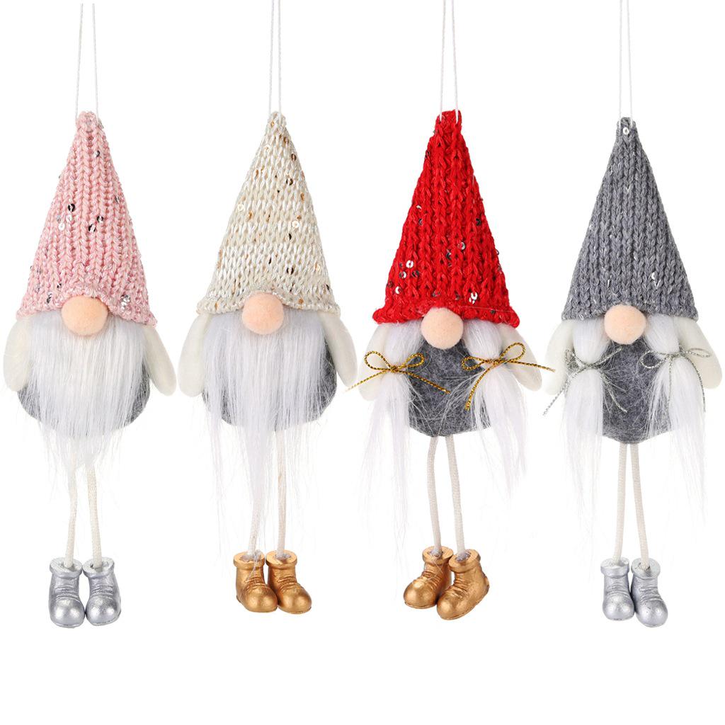 New Festive Sequined Faceless Doll Ornament with Hanging Legs