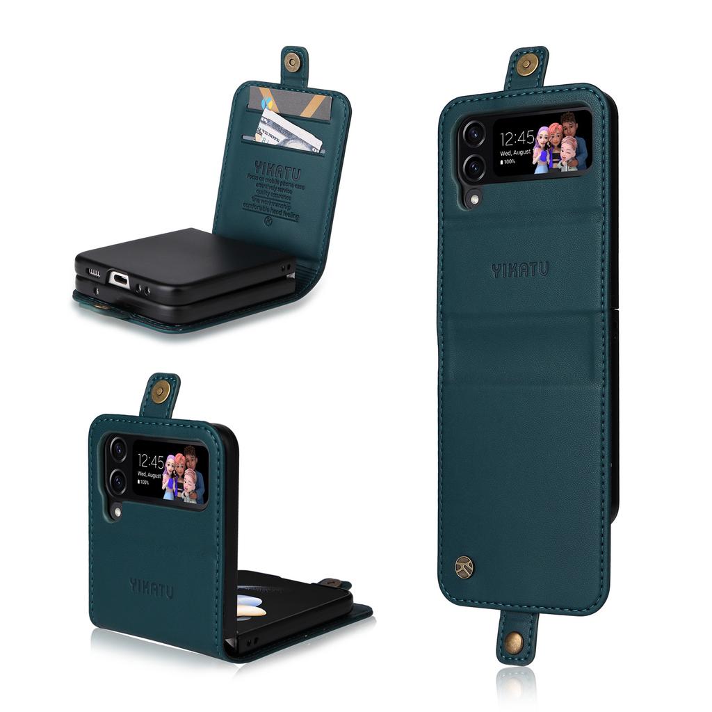 Applicable to Samsung Z Flip6 folding screen mobile phone leather case Z Fold5 skin matte insert card protective case 4th generation
