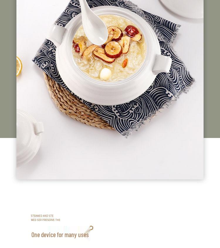 Double-Handled Ceramic Cantonese Stew Pot with Lid - Large Soup Bowl for Household or Hotel Use