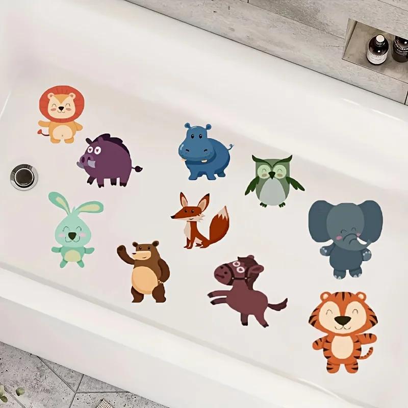 10pcs-Animals Pattern Bathroom Bathtub None Slip Stickers Staircase Floor Mat Kids Room Self-adhesive Anti-skid Sticker