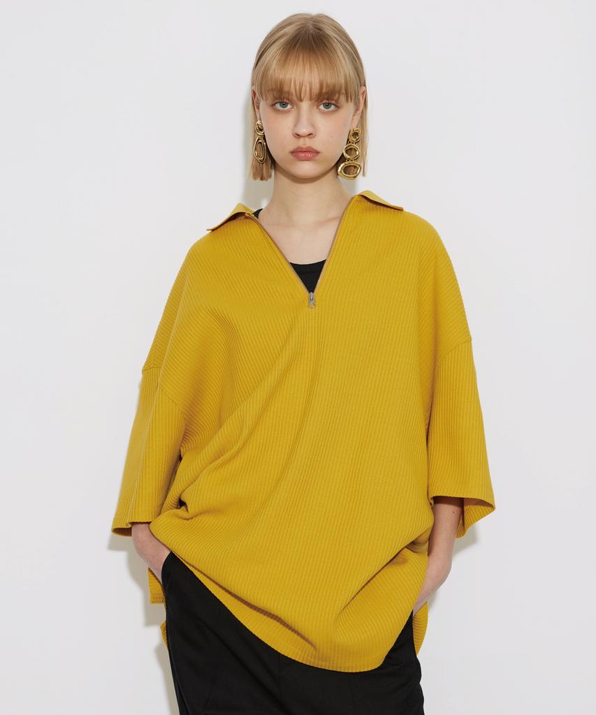 Keontempoleolieokauncheu Waffle Texture Oversized Polo Shirt Mustard [Women'S]