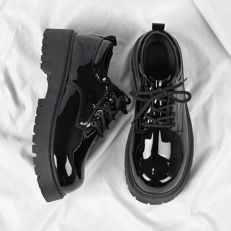New Couple's Casual Leather Shoes Four Season Thick Sole Anti Slip Comfort Men's and Women's Shoes Plus Size Lace Up Shoes 37-46
