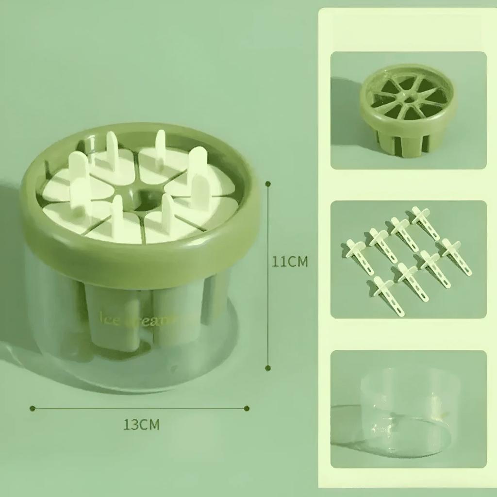 Eco-Friendly Plastic Ice Pop Mold 8-Cavity Popsicle Maker Green 11x13cm Kids DIY Ice Lolly Mold
