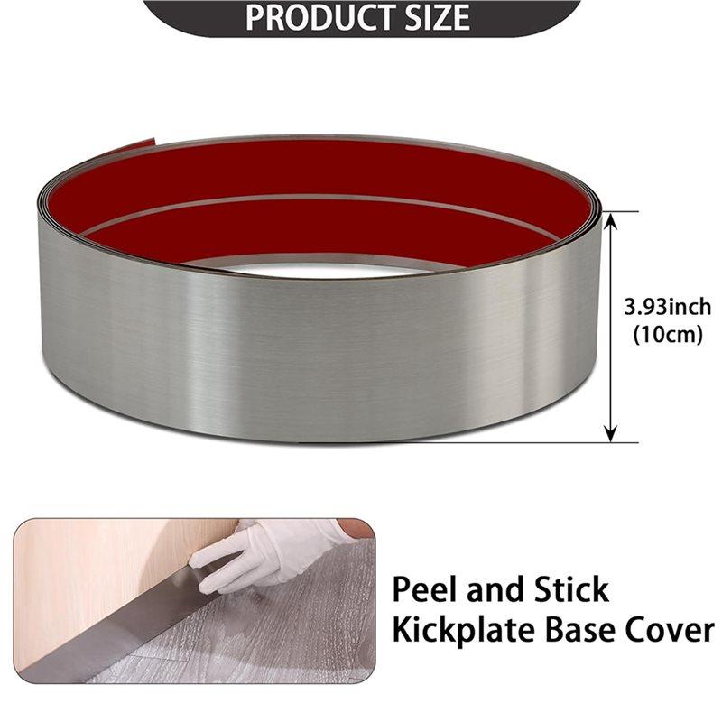 3X Stainless Steel Kick Plate, Peel And Stick Kickplate Base Cover,Baseboard Molding Trim For Wall,Silver