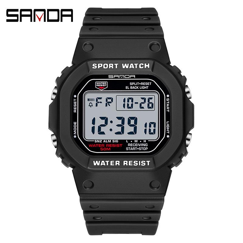 Sanda Square Single Display Movement Electronic Watch Multi-Function Luminous Waterproof Outdoor Sports Student Watch