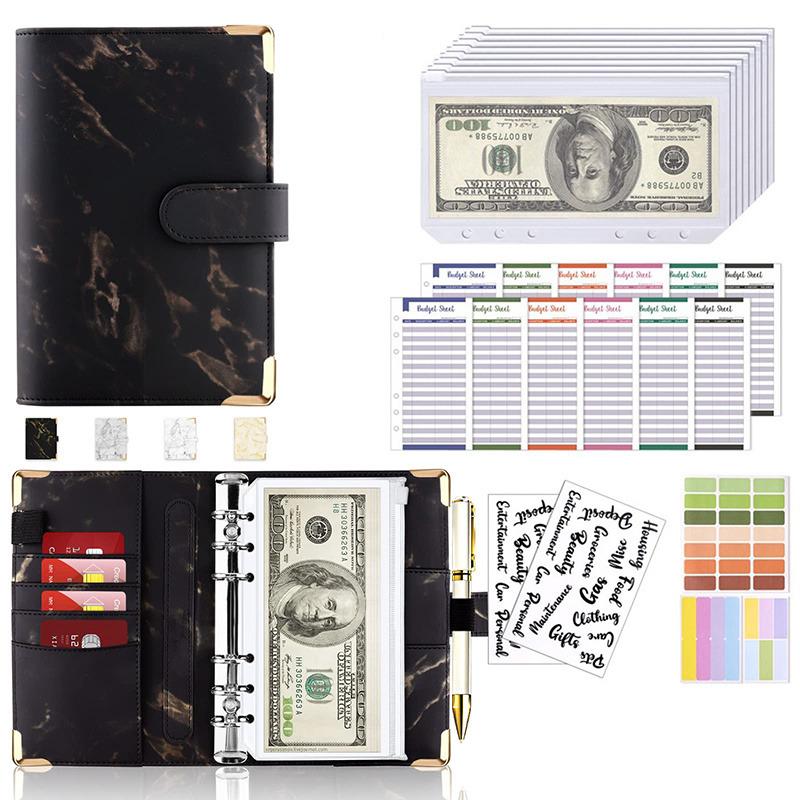 Portable A6 Cash Envelope Budget Notebook With 6 Holes Loose Leaf Binder For Saving Money Financial Management Planner