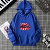 Loose Long Sleeve Women's Hoodie Lip Print Trendy plus Size Cross-Border Pattern Crew Neck Regular Length Girl Style