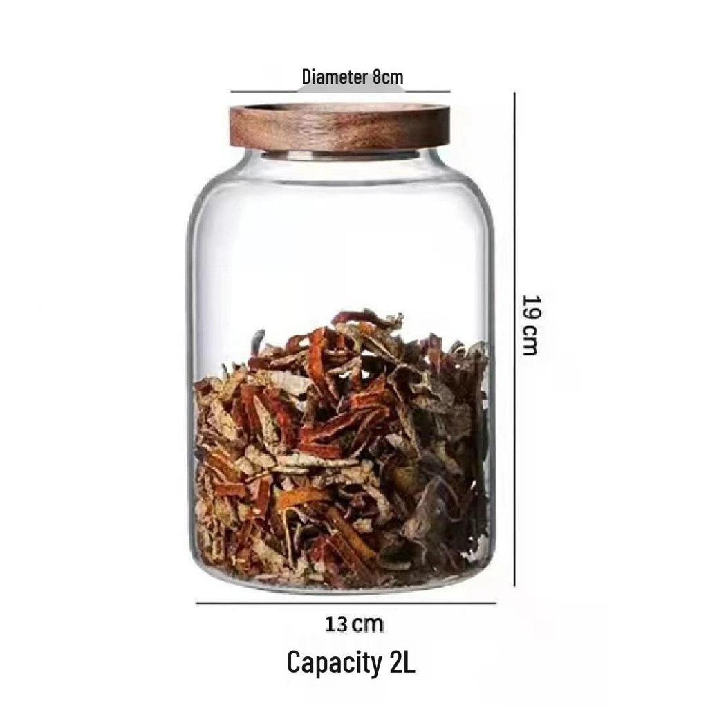 Large Capacity Coffee & Grain Storage Jar with Acacia Lid, High Borosilicate Glass 