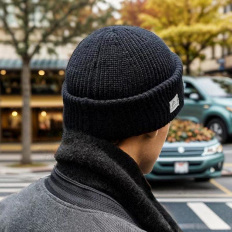 Cross-Border Winter Melon Skin Knitted Men's Hat, Dual-Use: Outdoor Cycling Warm Hat & Face Protection Mask, Cold-Proof Wool.