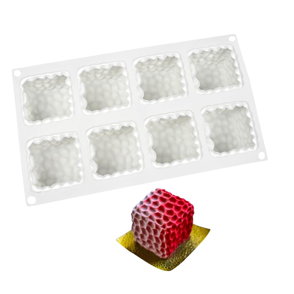 Silica Gel Mousse Cake Mold, Bakery Dessert Mousse DIY Chocolate Soap Candle Mold, 8-Cavity Cube Honeycomb