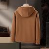Casual Heavyweight Fleece Hooded Jacket with Lamb Fleece Lining for Autumn and Winter