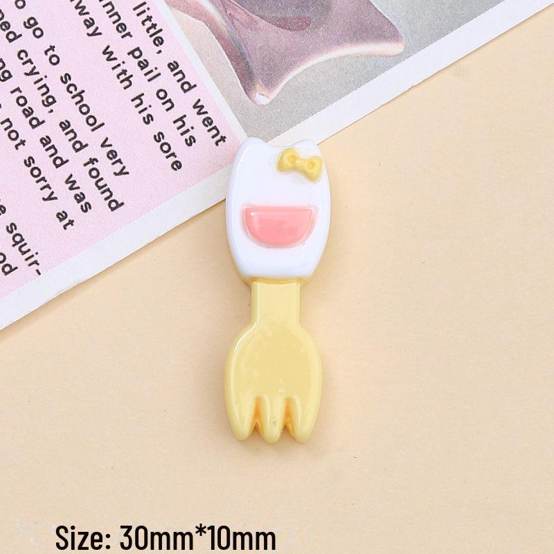 Kit d'accessoires en résine DIY: Boucles de chaussures de dessin animé, colle crème, épingle à cheveux, bijoux cuillère chaton coloré