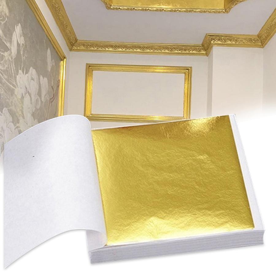 10×100 Sheets Gold Leaf Paper Imitation Gold  Leaf Gilding Craft Art