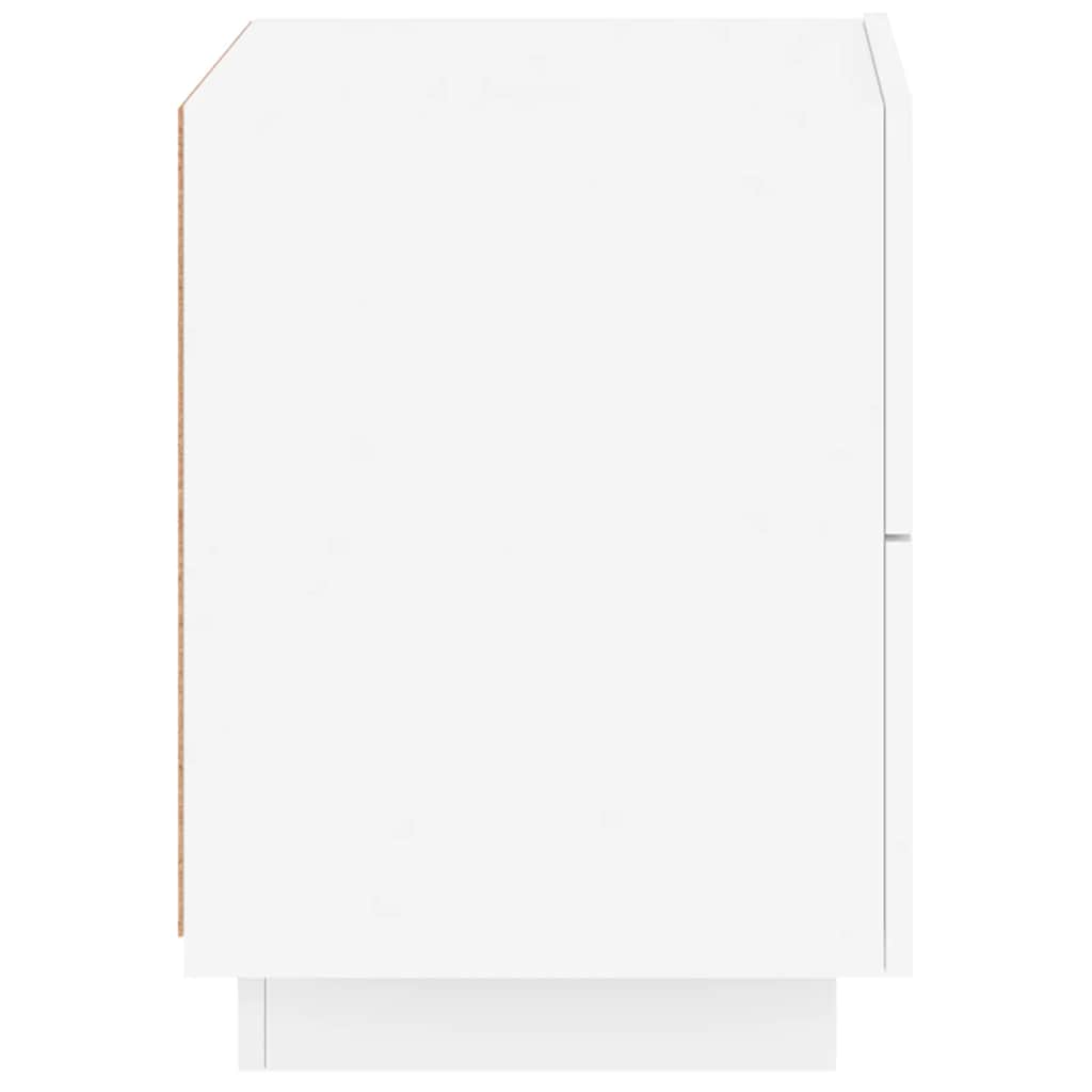 LED Nightstand, White, Wood-Based Material