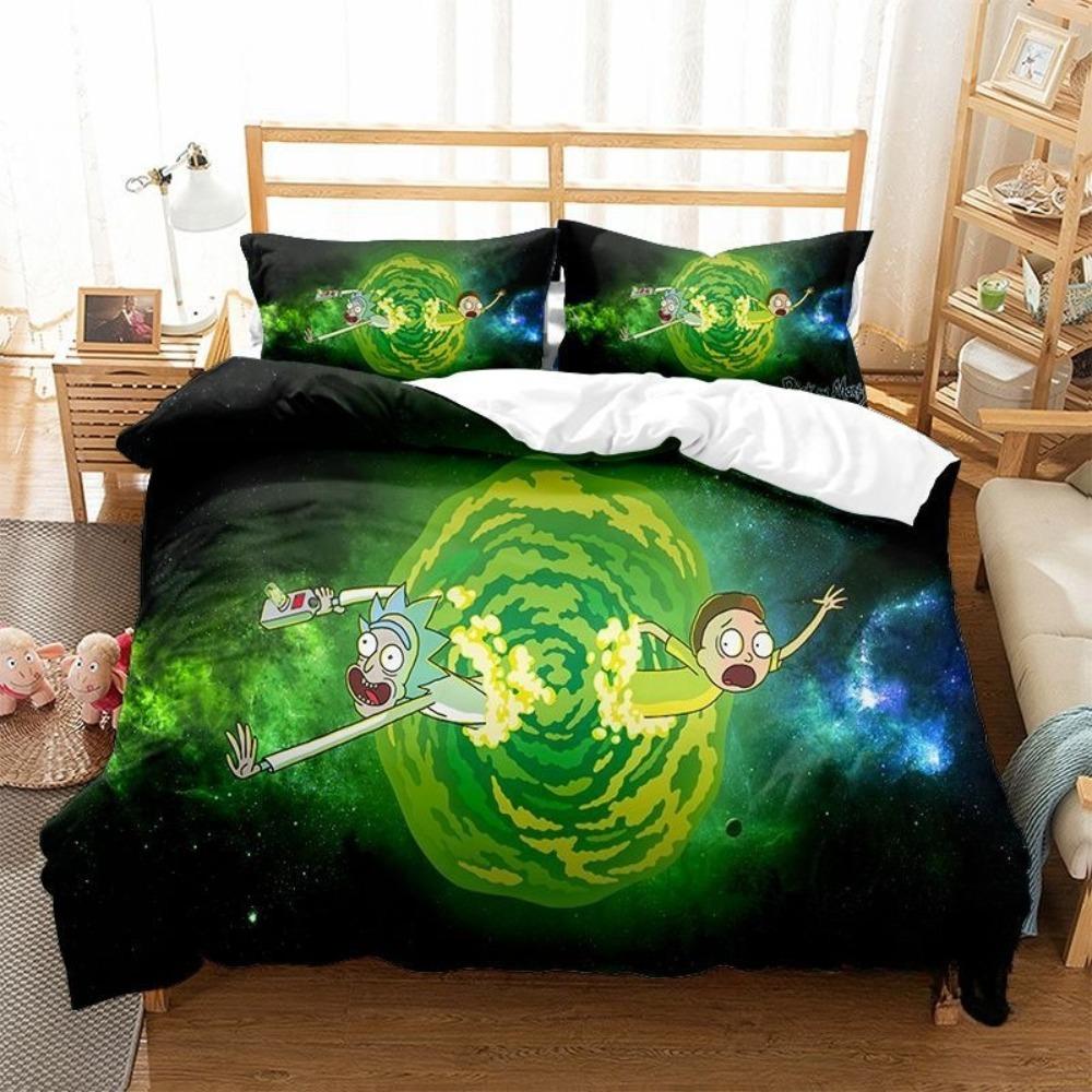 Animation R-Ick Duvet Cover Pillowcase Beddingboygirl Bedroom Decoration Childrengift Single Double Large Sizezip Duvet Cover