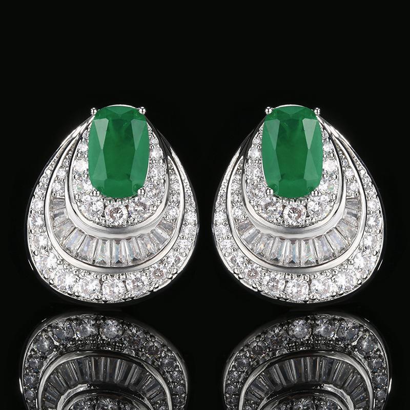 

Серьги-придверные украшения Серьги из циркона Рубиновый темперамент Винтаж Универсальные женские Премиум изумрудный