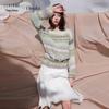 Sancai Women's Striped Off-Shoulder Knit Sweater