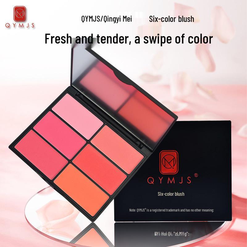 Six-Color Blush Palette: Large Multi-Tone Rouge for Makeup Artists and Students - Ideal for Studio and Stage.