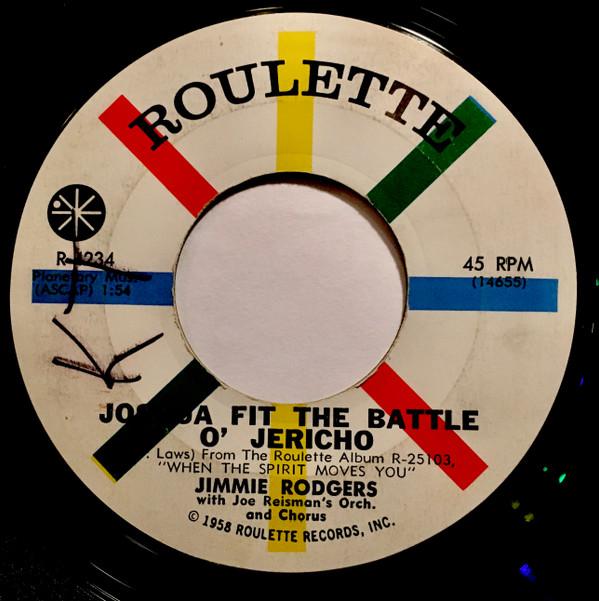 

7inch Record JIMMIE RODGERS JOE REISMAN HIS O Joshua Fit The Battle O Jericho R4234 Roulette 1960 US Pop Used