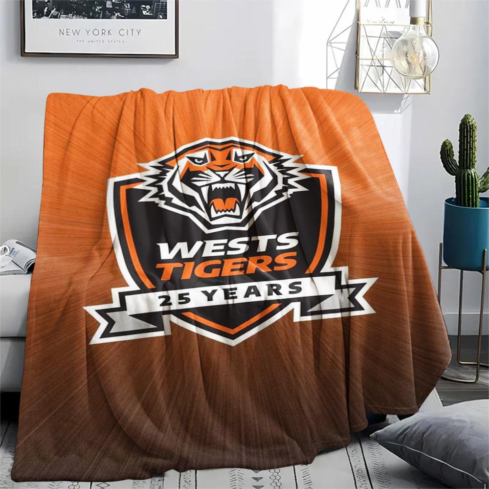 1Pc Wests Tigers Print Flannel Blanket High Quality Warm Comfortable Cover for All Seasons Perfect for Gifts Home Decor