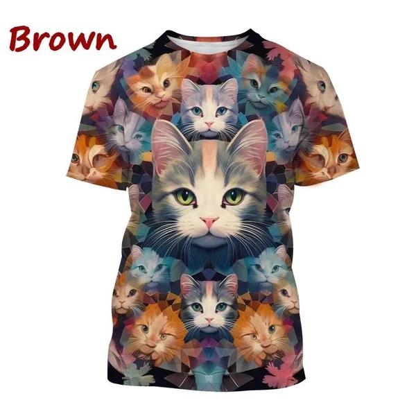 Cute Cat Pattern T-Shirt for Men Women Funny Animal 3D Printed Short Sleeve Tees  Casual O-NeckT Shirts