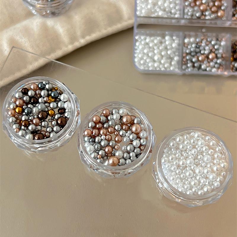 Nagel-Charms Perlen-Dekorationen Gemischte Größen Bunte Tasche DIY Tragbare Nägel Runde Perlen Nagel-Steine Basteln
