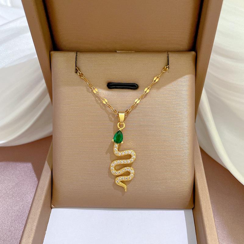 Titanium Steel Micro-Inlaid Gold Plated Women's Lucky Bead Necklace - Trendy Clavicle Chain Accessory