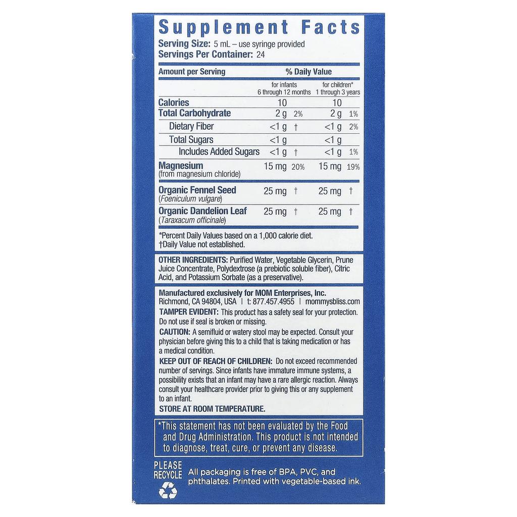 Mommy's Bliss Baby, Constipation Relief, 6+ Months, 120Ml (4Fl Oz)