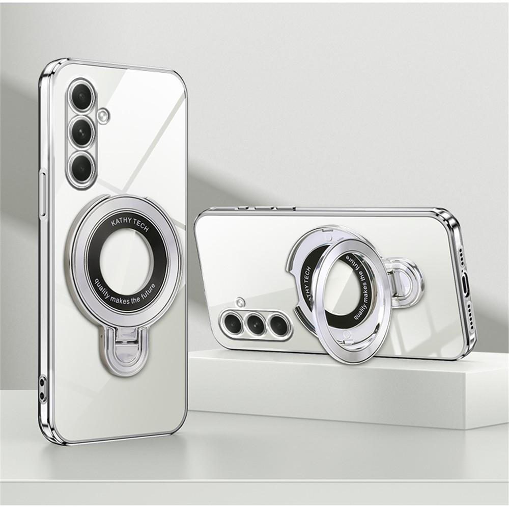 Luxury Transparent Plating Magnetic Bracket Case For Samsung A16 A06 A56 A26 A36 A55 A15 A35 A54 A24 A34 A14 A05S Stand Cover
