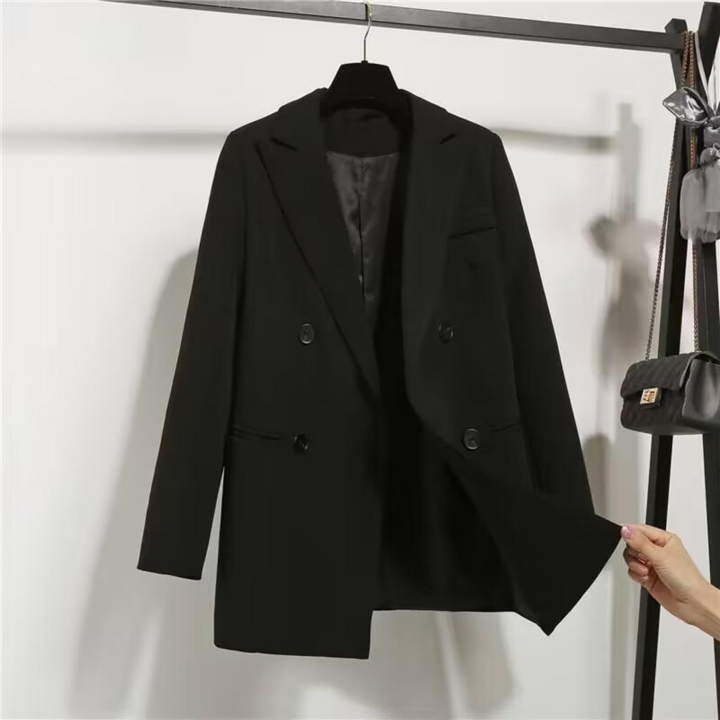 Damen Umlegekragen Langarm Unifarben Blazer Normale Passform Pendlerstil Kurzer Mantel