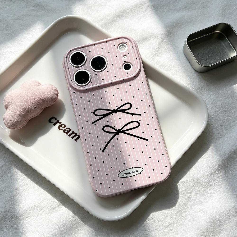 The bow tie method is suitable for Apple 16/17PM anti-drop new 17/16PRO creative iPhone15 mobile phone case.