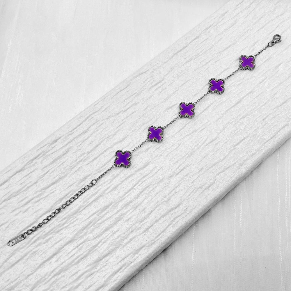 13mm Non-Fading Stainless Steel Four-Leaf Clover Bracelet for Women - Fresh Style