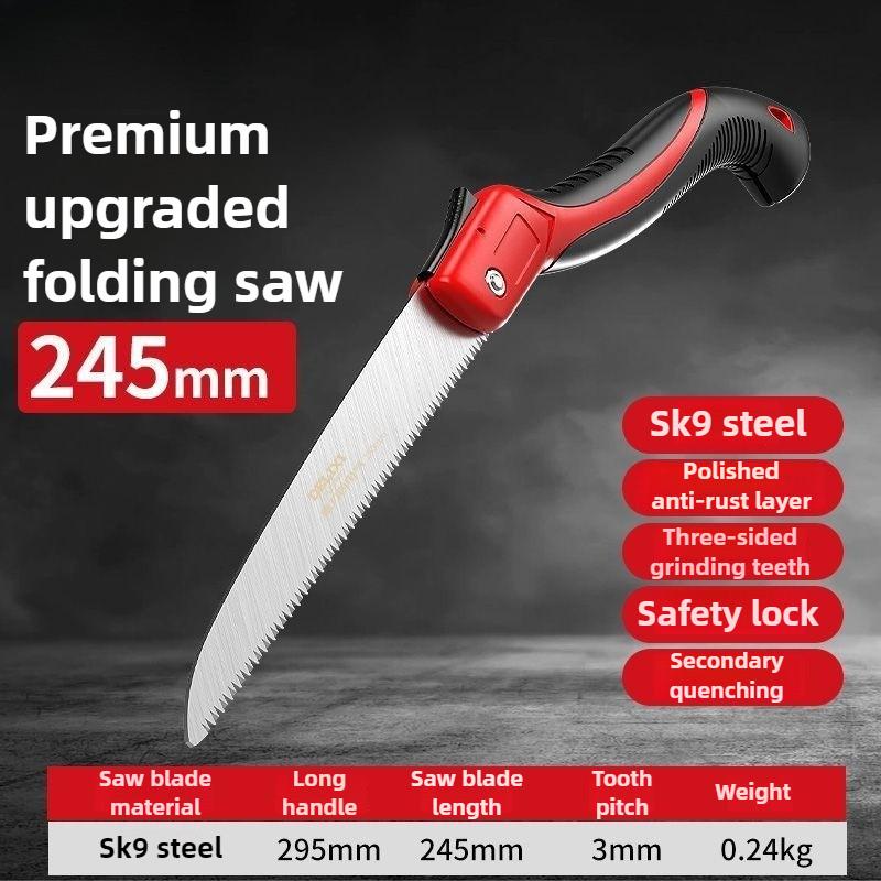 1 Portable Folding Hand Saw for Gardens and Outdoor Use - Ergonomic Alloy Steel Blade, Double-Edged