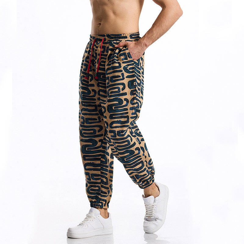 Pantaloni Casual da Uomo Estate e Autunno Patchwork Vivace Stampati Pantaloni con Coulisse Vita Elastica con Coulisse Alla Moda e Comodi