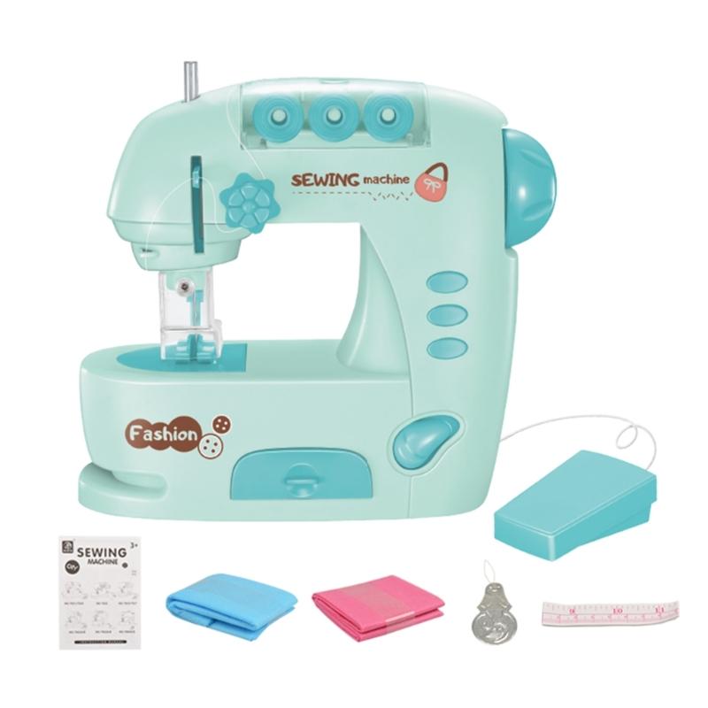 

Miniature Sewing Machine Kids Toy Portable Electric Crafting Machine for Beginners Battery Powered Mending Tool зелений