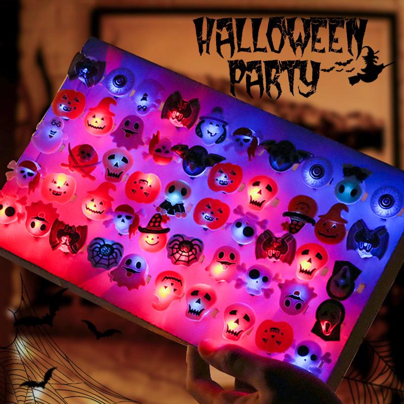 Light-Up Pumpkin Lantern Rings for Halloween Decorations & Kids' Photo Props