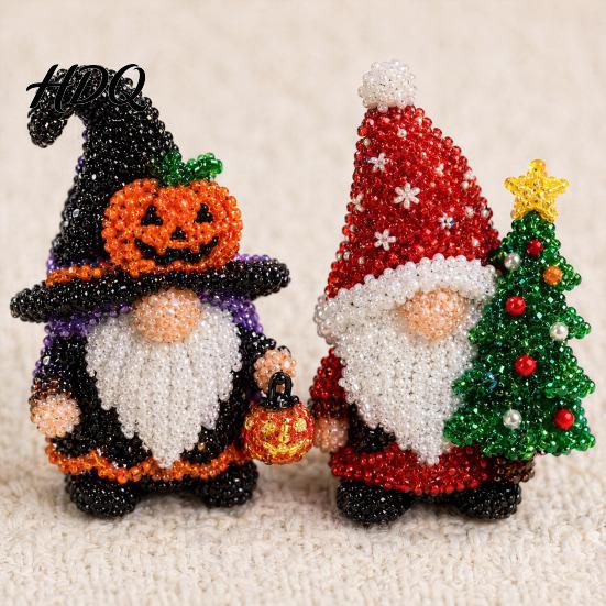 Kit de Matériel DIY Pour Débutants Gnome Perlé 3D Broderie de Perles Minuscules 4 Pièces Lutins Artisanat de Perlage Art Artisanat Mignon Cadeau Fait Main pour & Artisanat