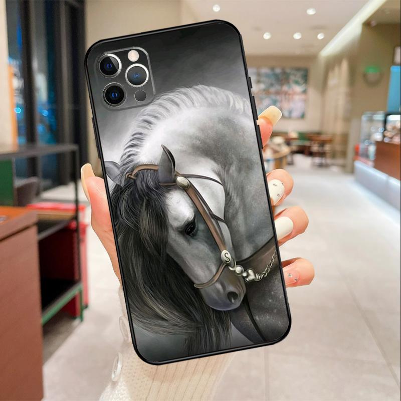 Animal Majestic Painting Horse Phone Case For iPhone 17 16 15 14 13 12 11 Pro Max Mini 16 Plus 16e 17 Air Protective Cover