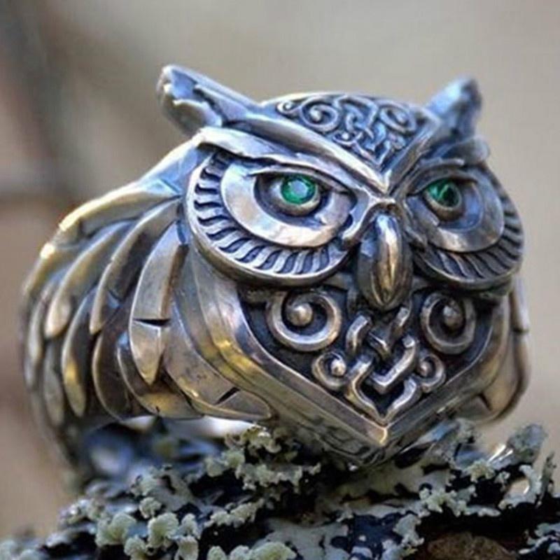 

Европейское и американское серебряное кольцо-аксессуар на каждый день в форме совы в стиле ретро для мужчин и женщин 6 серебряный