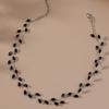 Minimalist Women's Black Crystal Clavicle Necklace: Korean-Japanese Inspired, Versatile & Stylish